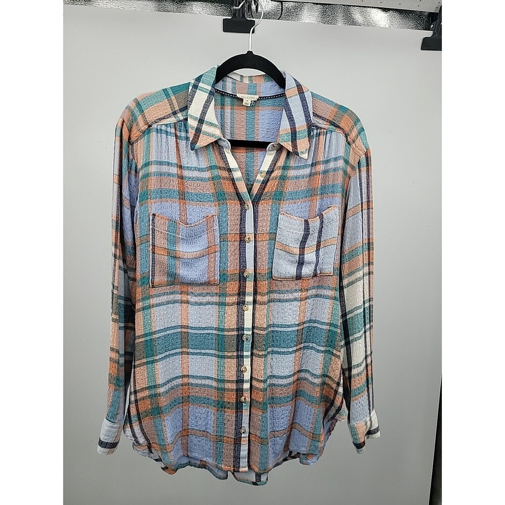 Pilcro Relaxed Fit Plaid Shirt Sz M